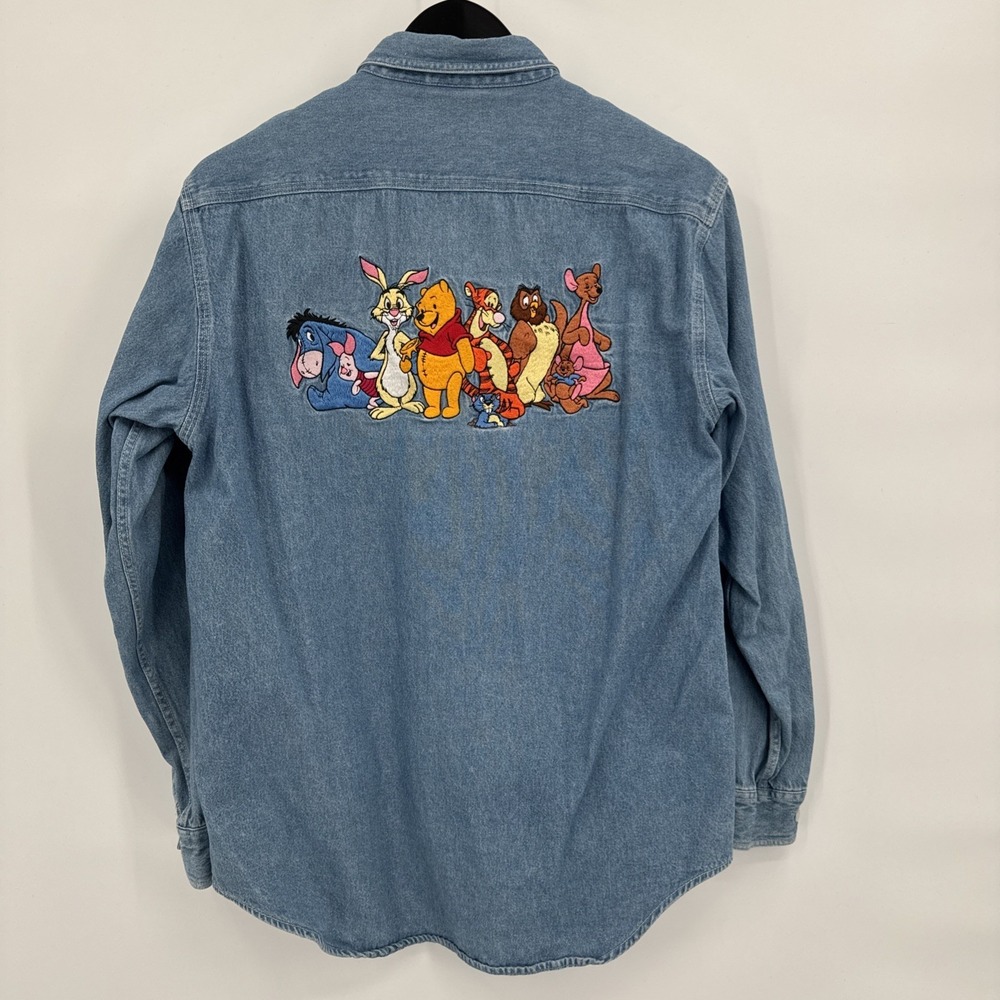 Vintage Disney Store Winnie The Pooh & Friends Denim Button Down Shirt Women S - Picture 2 of 14